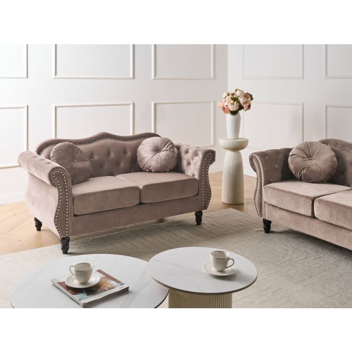 BAPIVO Velvet 2 Seater Sofa - Taupe
