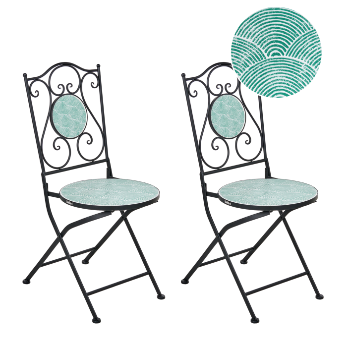 ANAPORA Metal Garden Folding Chair Set of 2 - Black