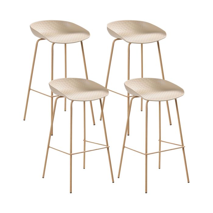 DRAYCOTTWELL Plastic Set of 4 Bar Chairs - Beige