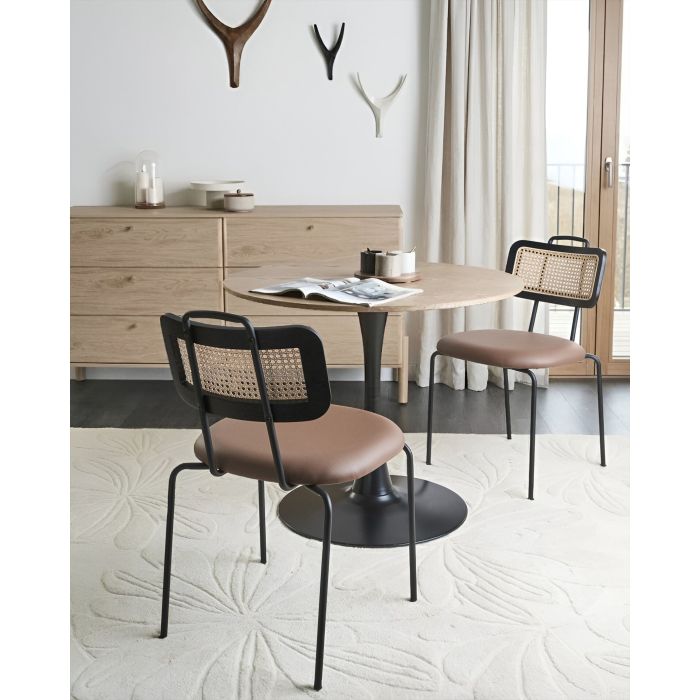 BIKUXA Faux Leather Dining Chairs Set of 2 - Brown