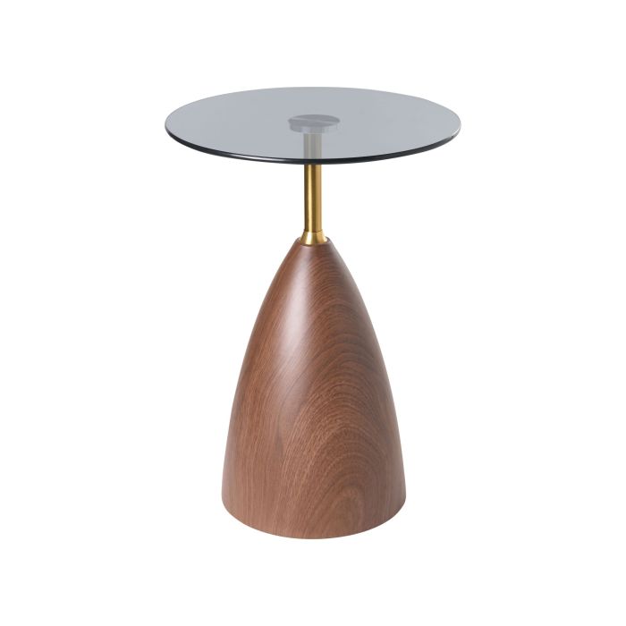 CRANFORDEN Side Table Tempered Glass - Brown with Black