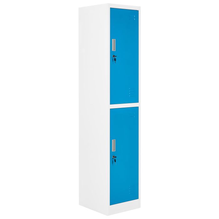 CLARESTON Metal 2-Tier Office Storage Locker Cabinet - Blue with White