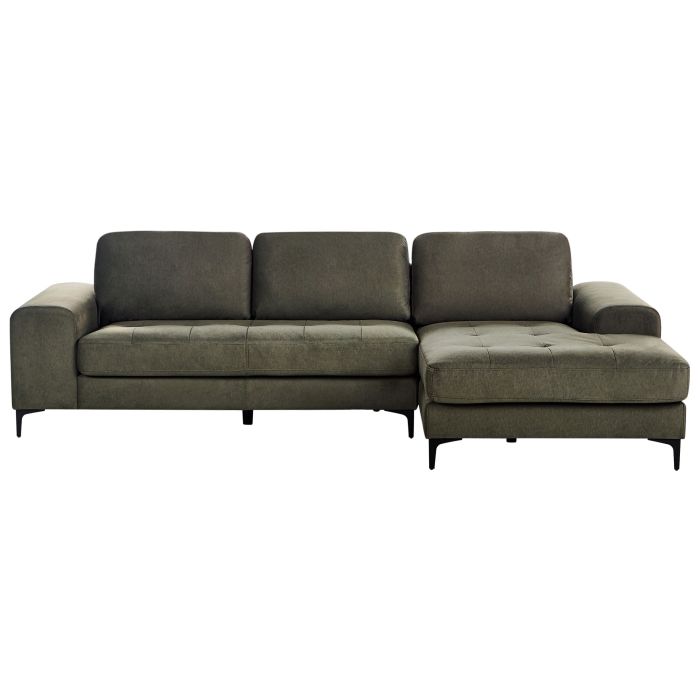 Left Hand Fabric Corner Sofa Dark Green KIRUNA