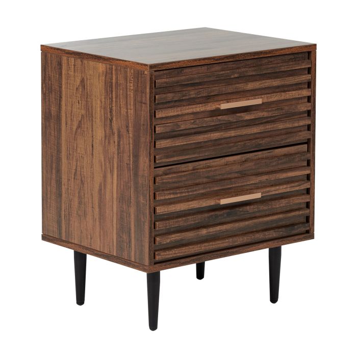 NOCTURA 2 Drawer Bedside Table - Brown