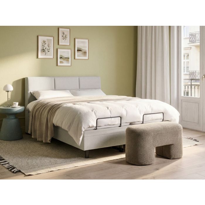 VICEROY EU Kingsize Ottoman Fabric Adjustable Bedframe - Light Beige