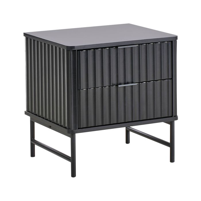 GLASTY 2 Drawer Bedside Table Black