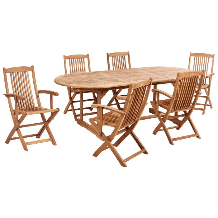 Garden Dining Set 6 Seater MAUI II Acacia Wood Light Brown