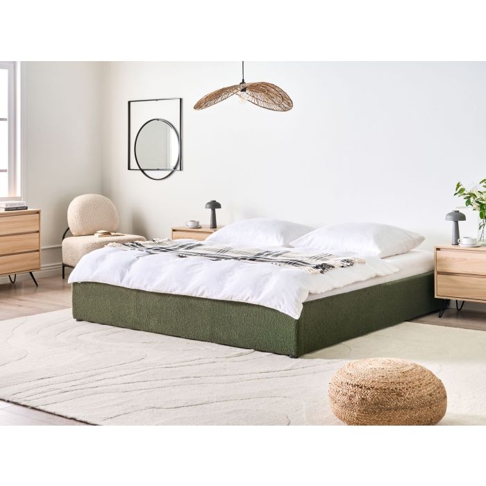 DRAVENTO Super Kingsize Ottoman Boucle Bedframe without Headboard - Green