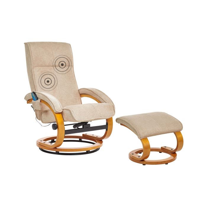 Massage Chair HERO with Footstool Fabric Beige