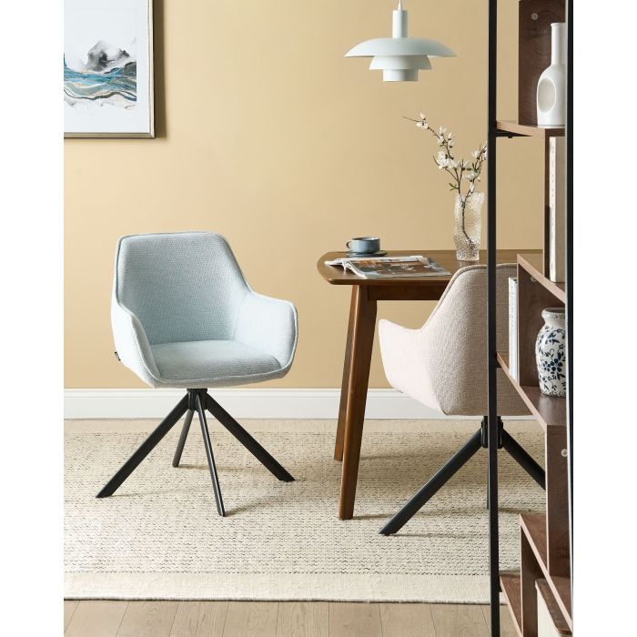 CIZEXI Faux Linen Swivel Dining Chair - Light Blue