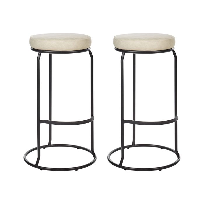 Set of 2 Bar Stools MILROY Faux Leather Light Beige