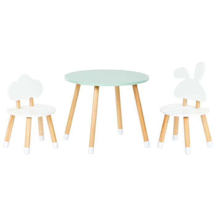 2 Seater Kids Set Table with Chairs Light Wood and White ROBIN