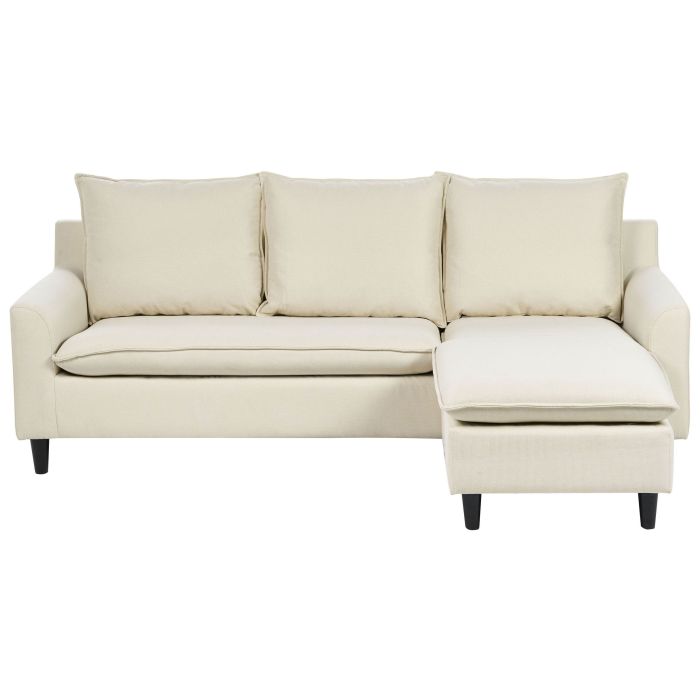 Left Hand Fabric Corner Sofa Light Beige ELVENES
