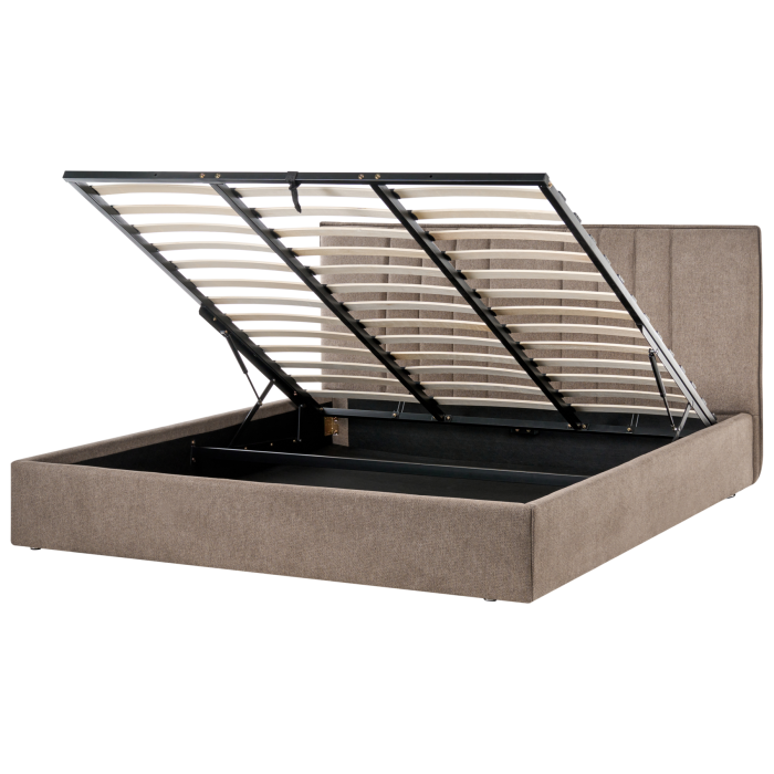 QUESTONE Super Kingsize Fabric Ottoman Storage Bedframe - Taupe