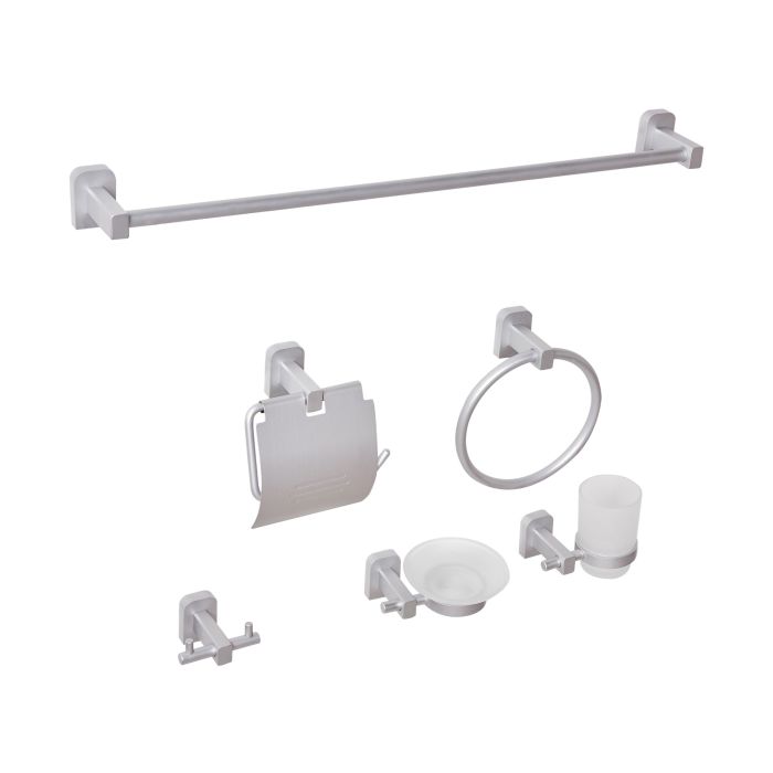 WINSCOMBE 6-Piece Bathroom Hardware Set - Silver