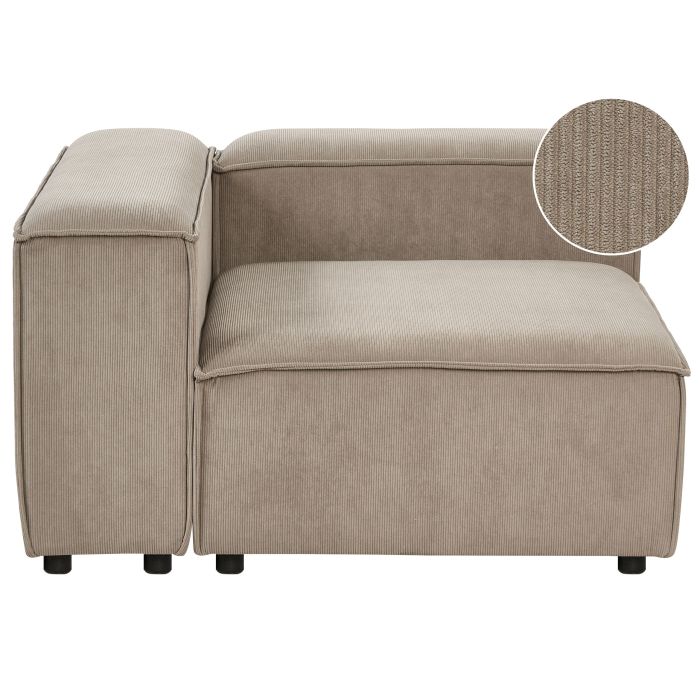 Armchair - TROMSO Right Hand Jumbo Cord Corner Section Taupe