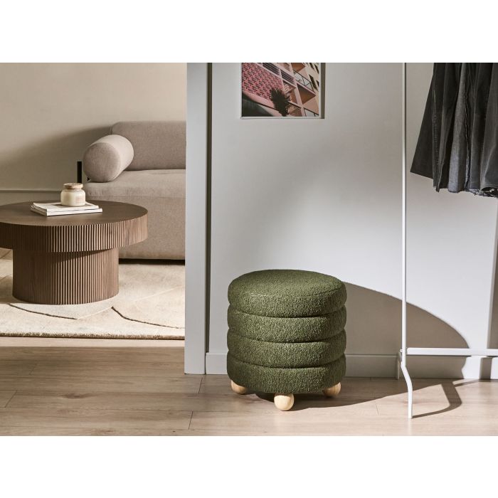 NAKUXA Boucle Ottoman Pouffe - Green