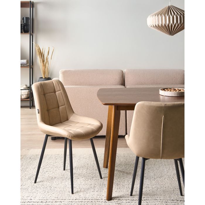 DAHIVO Faux Leather Dining Chairs Set of 2 - Beige
