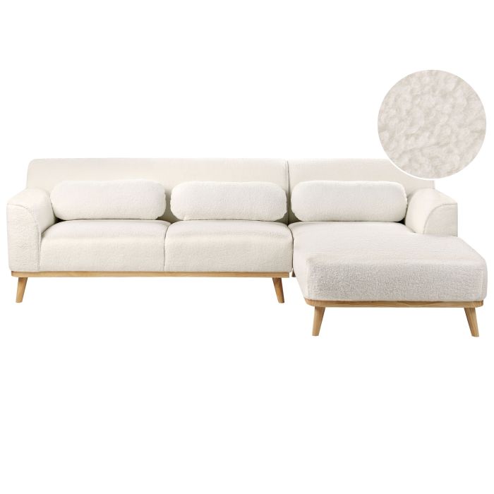 Left Hand Boucle Corner Sofa White SIMOS