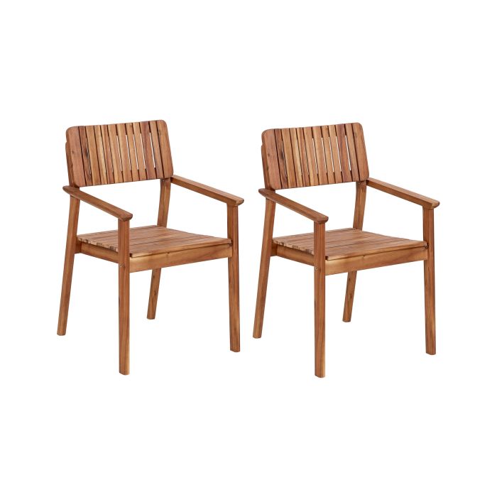 Set of 2 Garden Chairs AGELLO Acacia Wood Brown