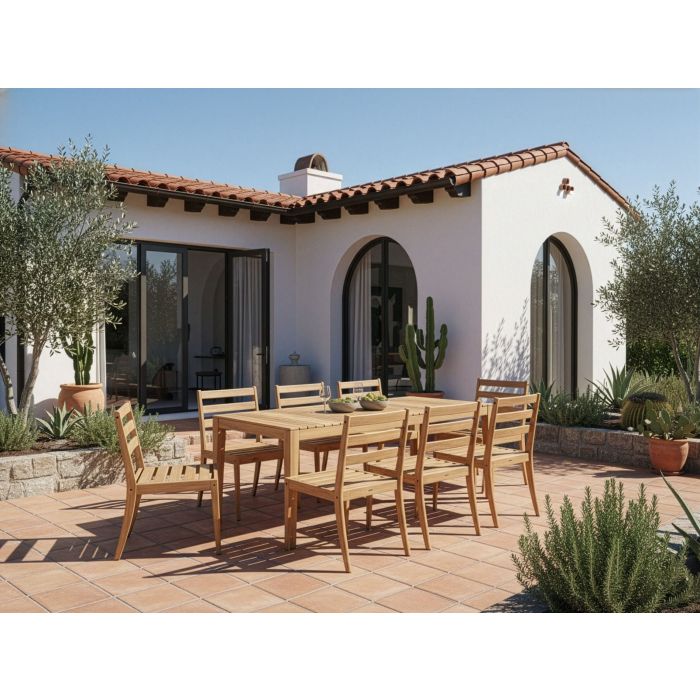 BRAVENTO Garden 8 Seater Table and Chair Set - Light Brown