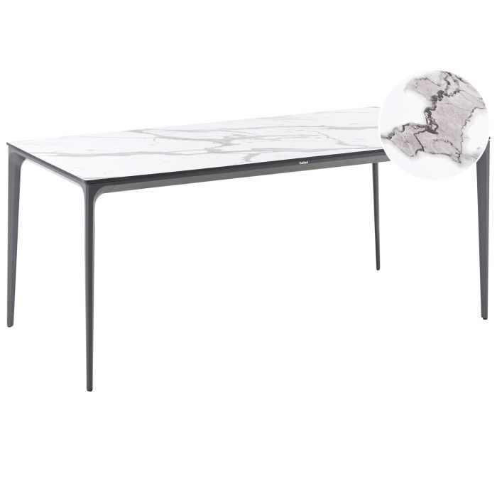 MERTONLEIGH Garden Dining Table Marble Effect - White with Black