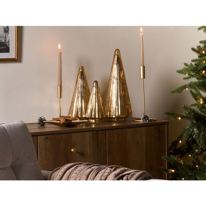 FEMAXO Christmas Decor Tree Glass Figurine Set of 2 - Gold