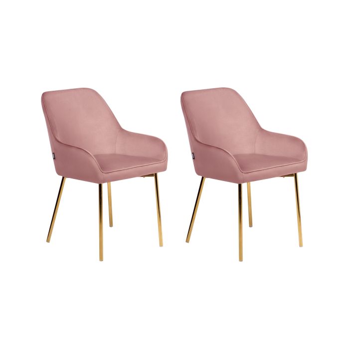 Set of 2 Dining Chairs LOVERNA Velvet Pink