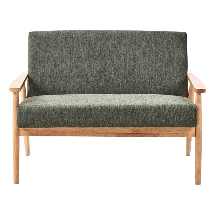 COLBOURNE Fabric 2 Seater Sofa - Green with Light Oak