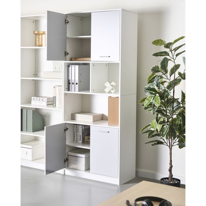 ZNHEA 4 Door Bookcase - Grey and White
