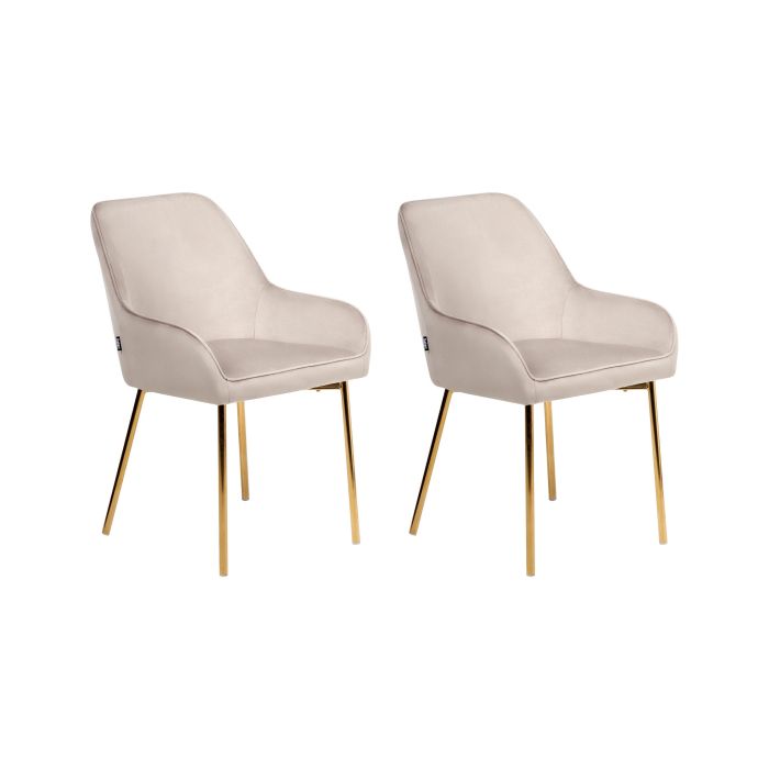 Set of 2 Dining Chairs LOVERNA Velvet Beige