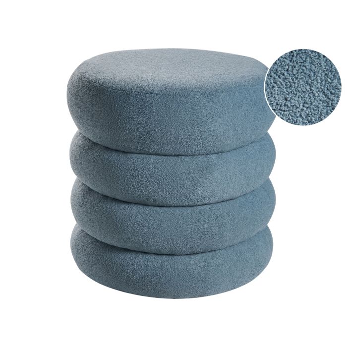 MOSSDEN Boucle Fabric Footstool - Blue