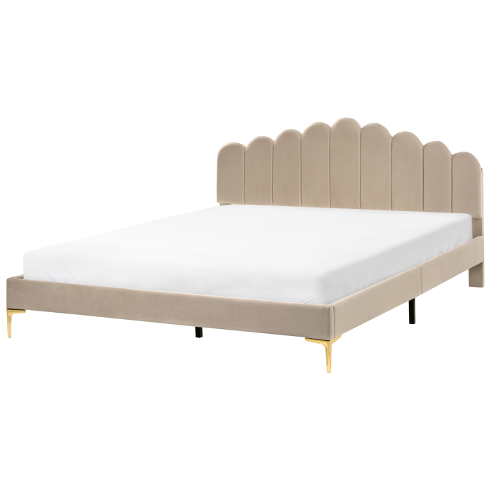LORYN Super Kingsize Velvet Bedframe - Taupe