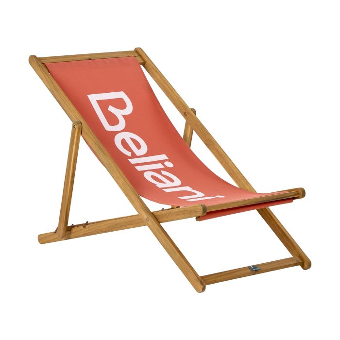 Acacia Folding Deck Chair Light Wood with Red ANZIO
