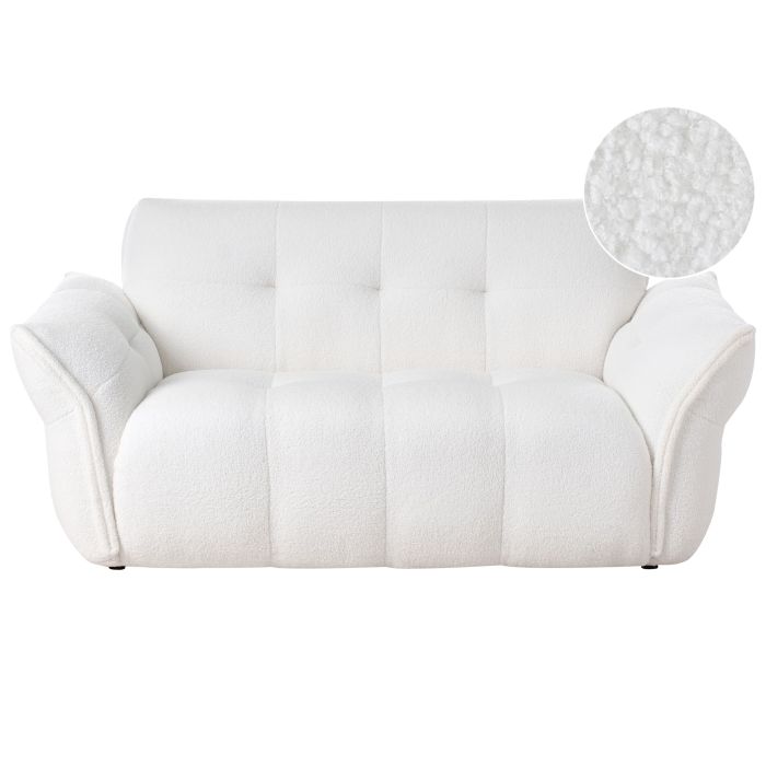 YOXFORDON Boucle Fabric 2 Seater Sofa - White