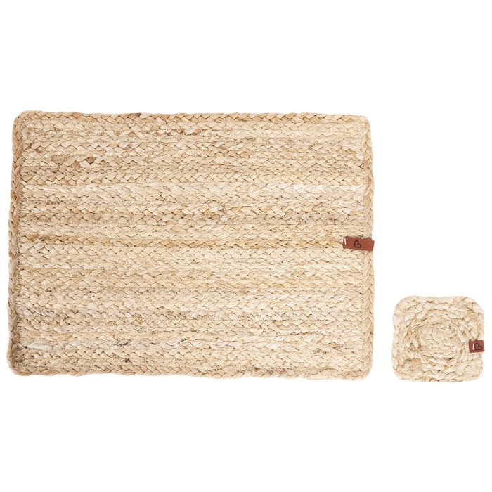 12 Piece Placemats and Coasters Set QUANDONG Natural Jute