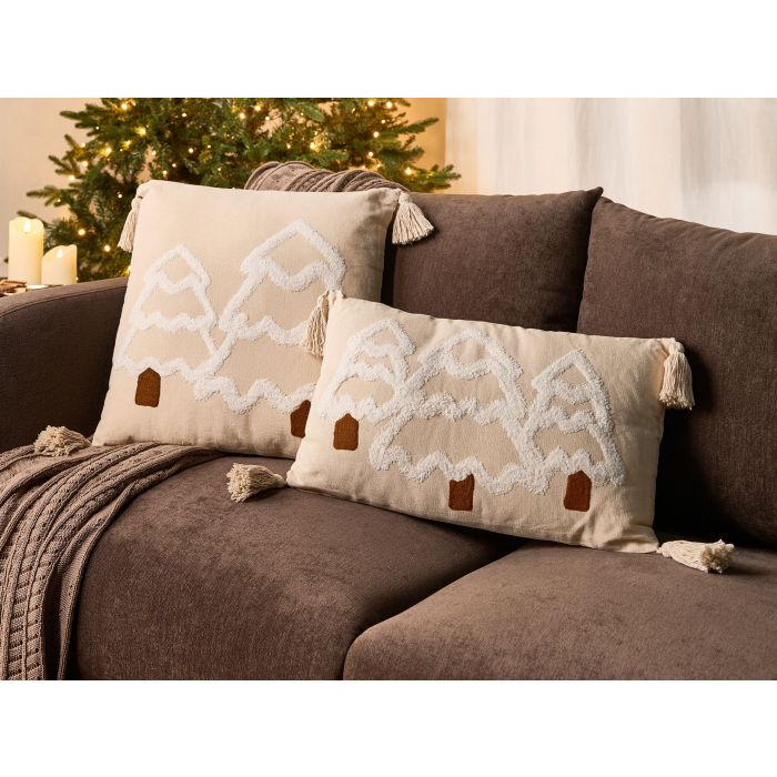 ORENVAR Cotton Decorative Cushions Set of 2 - Light Beige