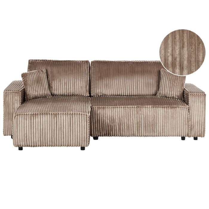 Corner Sofabed - ABRANO Right Hand Facing Jumbo Cord Brown