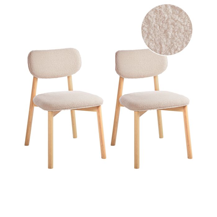 LIMLS Set of 2 Dining Chairs Boucle Light Beige