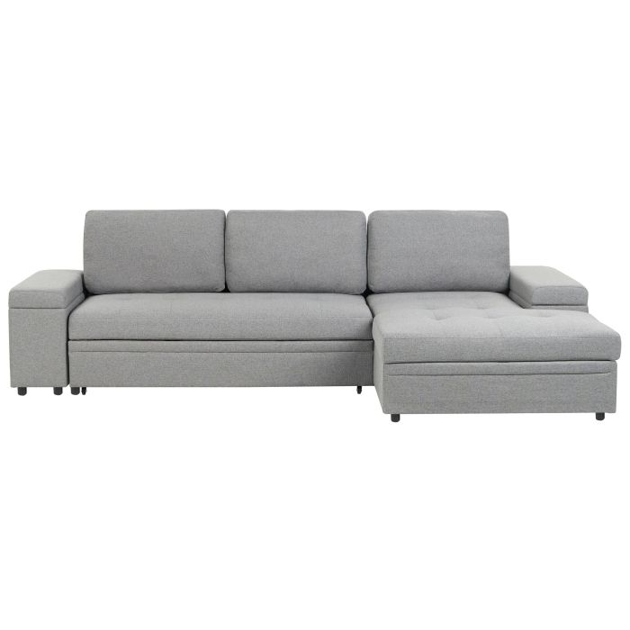 Corner Sofabed - HRESIY Left Hand Facing Fabric with Storage Grey