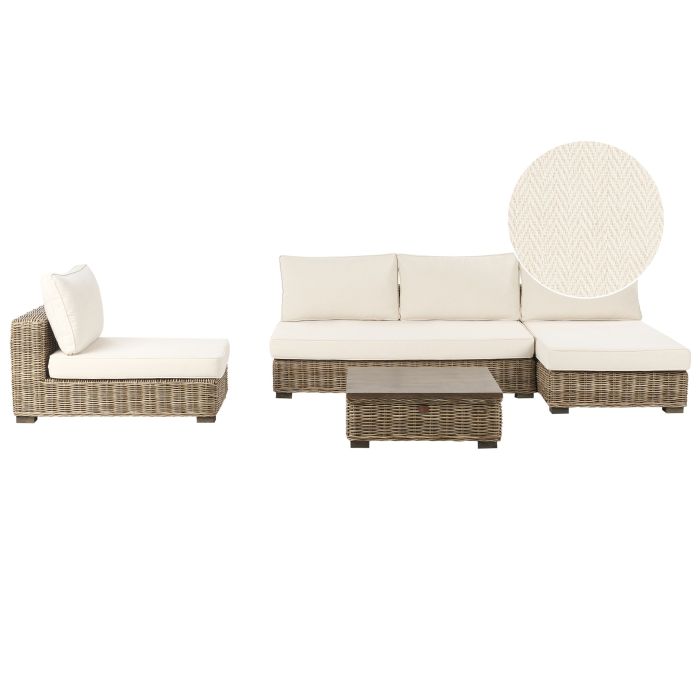 Garden Lounge Set with Table 4 Seater VARALLO Left Hand Modular Rattan Grey