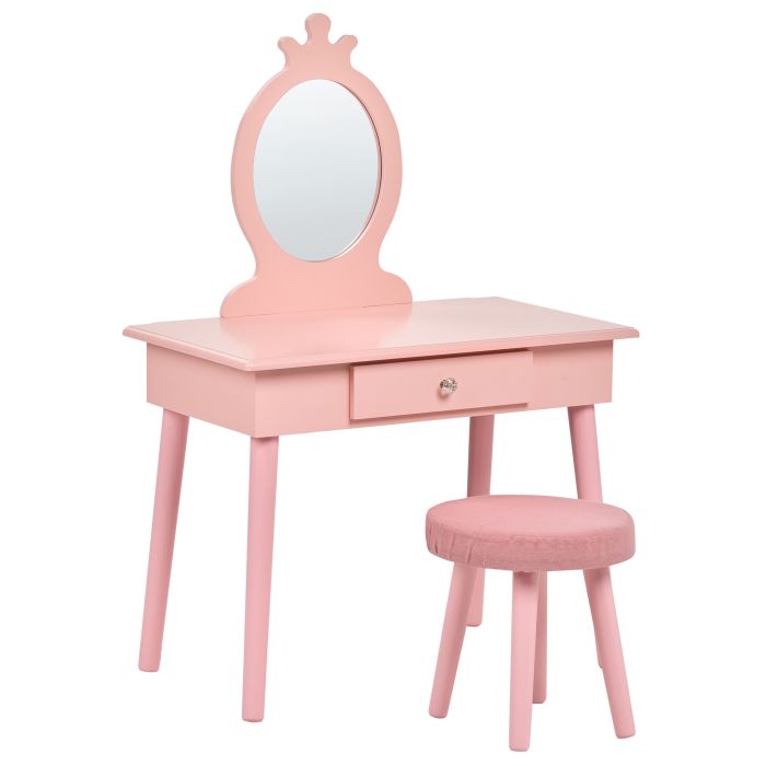 LYNFORD Kids Vanity Table with Stool - Pink