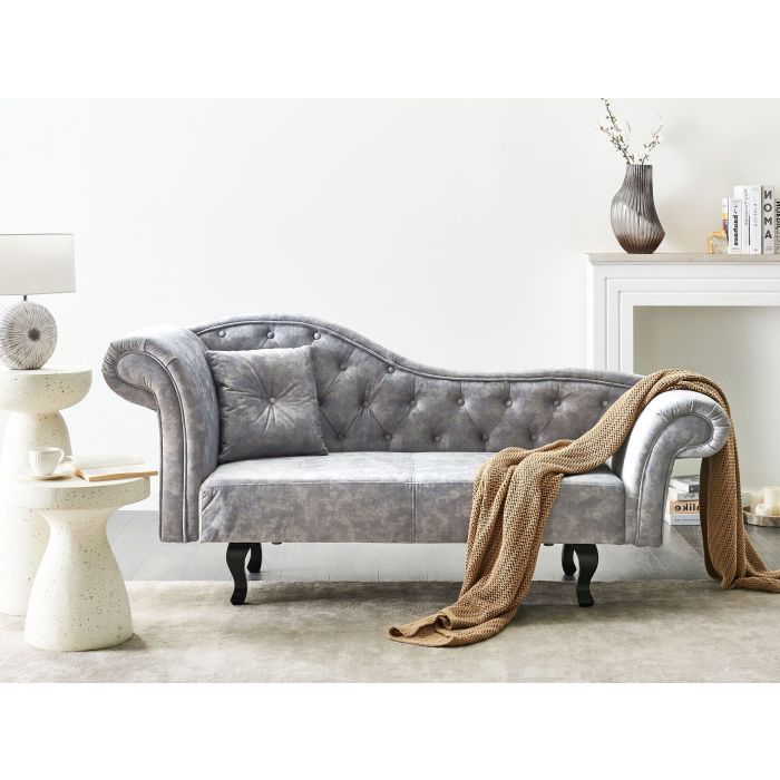 CAKUXA Velvet Left Hand Chaise Longue - Grey