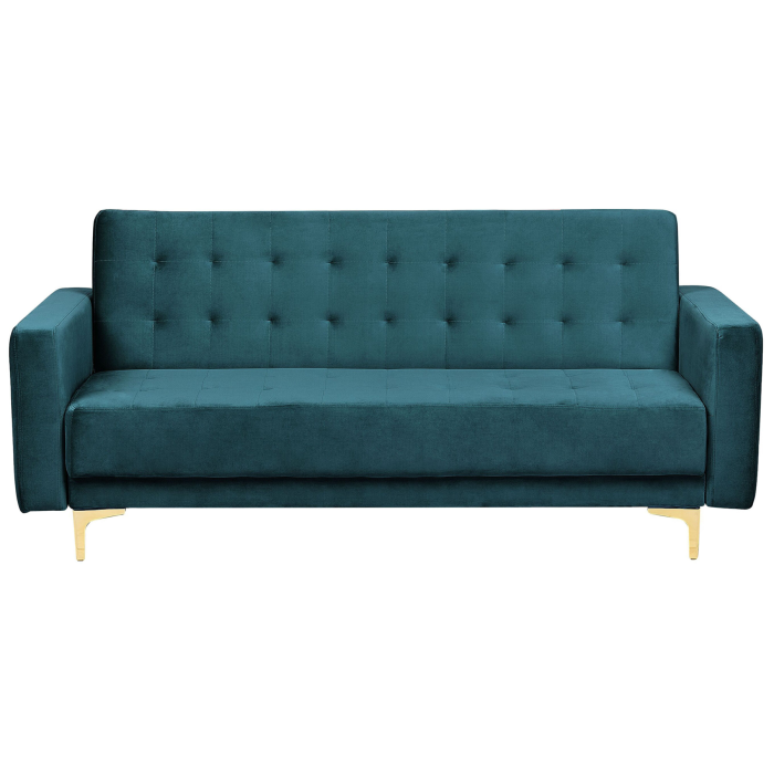 ABERVON Velvet 3 Seater Sofa Bed - Teal