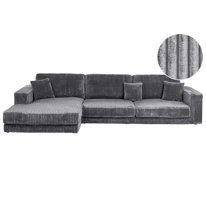 Corner Sofa - TOFOLEN Right Hand Facing 4 Seater Jumbo Cord Dark Grey