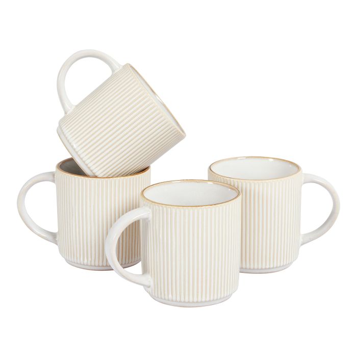 Set of 4 Mugs MUGWORT Stoneware Light Beige