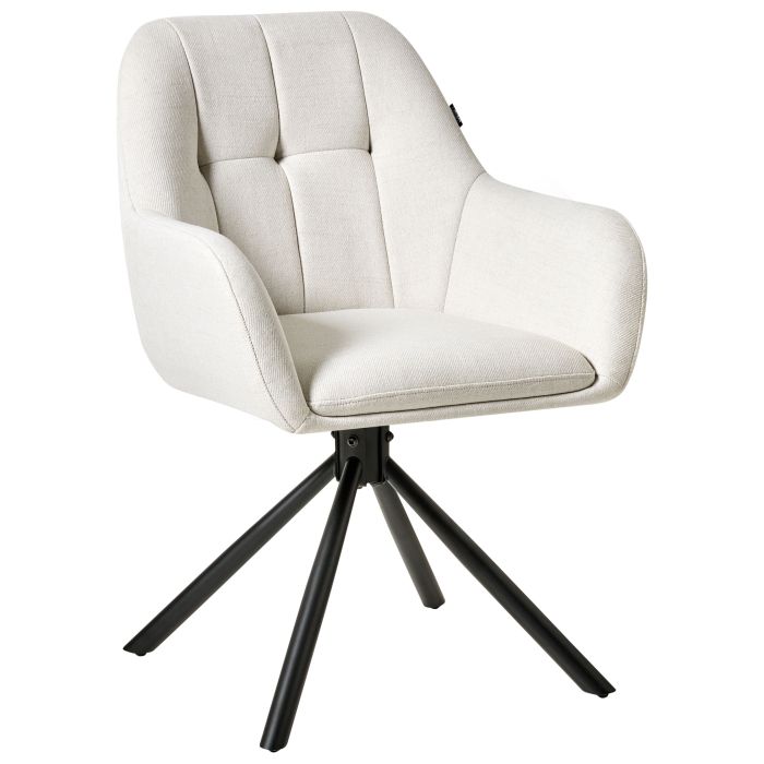 CHELDON Fabric Swivel Dining Chair - Off White