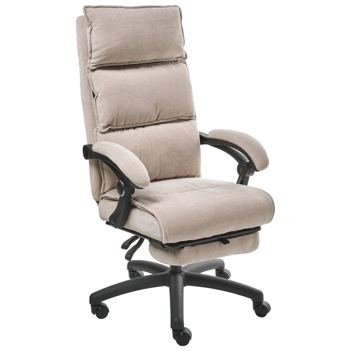 HALSTOWEN Chenille Fabric Executive Office Chair with Footrest - Beige