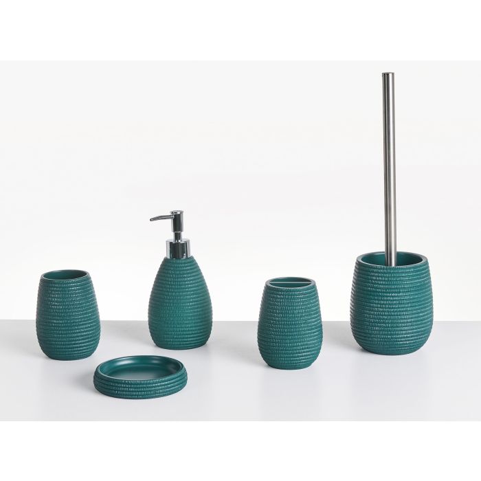 WOODDEN 5-Piece Bathroom Accessories Set Teal - Blue