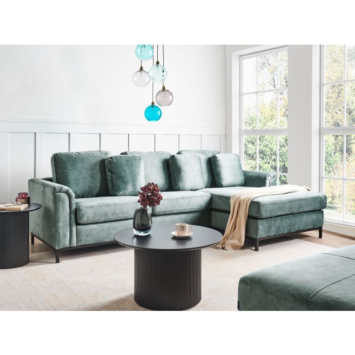 Left Hand Velvet Corner Sofa Teal OSLO